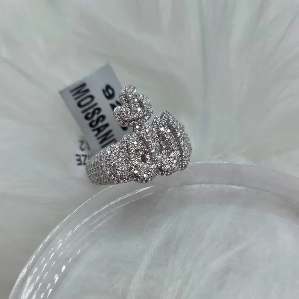 Allah Ring - 4ct Solid 925 Sterling Silver Iced out VVS D Moissanite Size 12